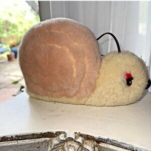 Sheepland REAL Sheepskin Pink Snail Stuffed Plush Great Britain Bug Slug Mollusk